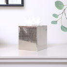Silver Textured Metal Tissue Box Holder