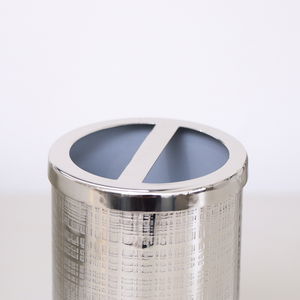 Silver Textured Metal Toothbrush Holder