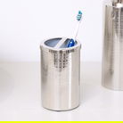 Silver Textured Metal Toothbrush Holder