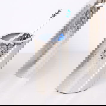 Silver Textured Metal Toothbrush Holder