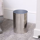 Silver Textured Metal Waste Bucket Bin