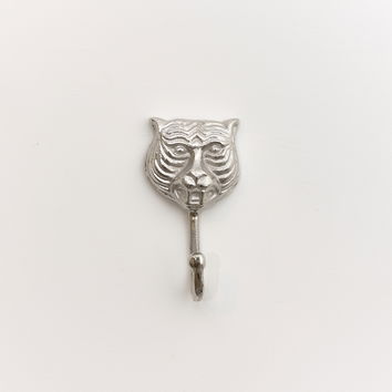 Silver Tiger Head Wall Hook