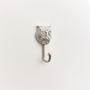 Silver Tiger Head Wall Hook