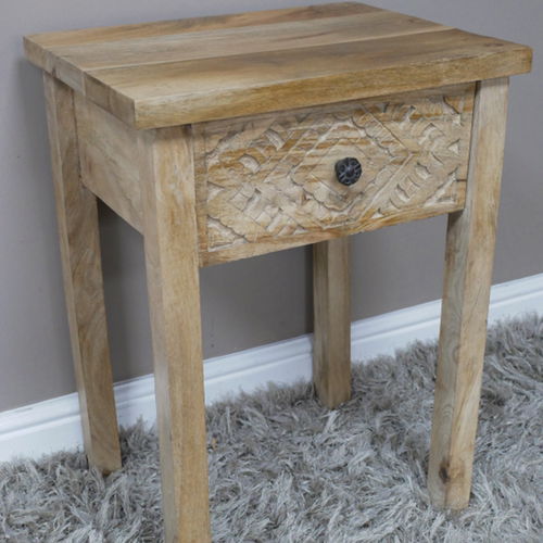 Single Drawer Natural Bedside Table