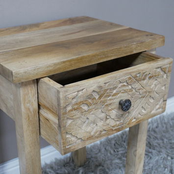 Single Drawer Natural Bedside Table