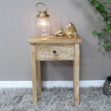 Single Drawer Natural Bedside Table
