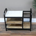 Small Black & Natural Storage Bench