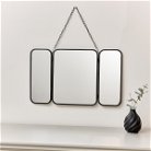 Small Black Triple Wall Hanging Mirror - 50cm x 30.5cm