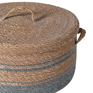 Small Brown & Grey Rope Lidded Storage Basket - 26cm
