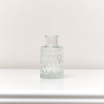 Small Clear Geometric Glass Bottle Vase - 9.5cm