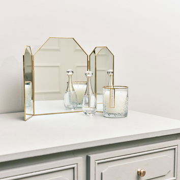 Small Gold Triple Dressing Table Mirror 