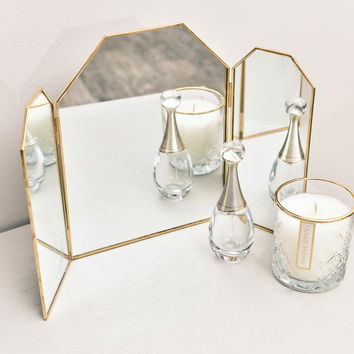 Small Gold Triple Dressing Table Mirror 