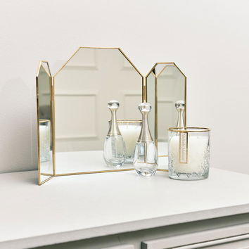 Small Gold Triple Dressing Table Mirror 