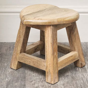 Small Mango Wood Heart Stool