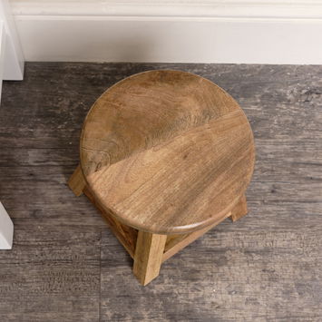 Small Mango Wood Round Stool