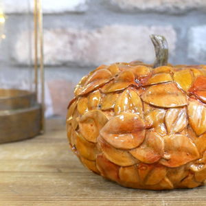 Small Orange Leaf Detail Pumpkin Ornament