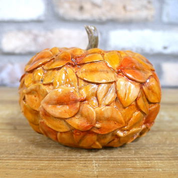 Small Orange Leaf Detail Pumpkin Ornament