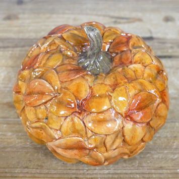 Small Orange Leaf Detail Pumpkin Ornament