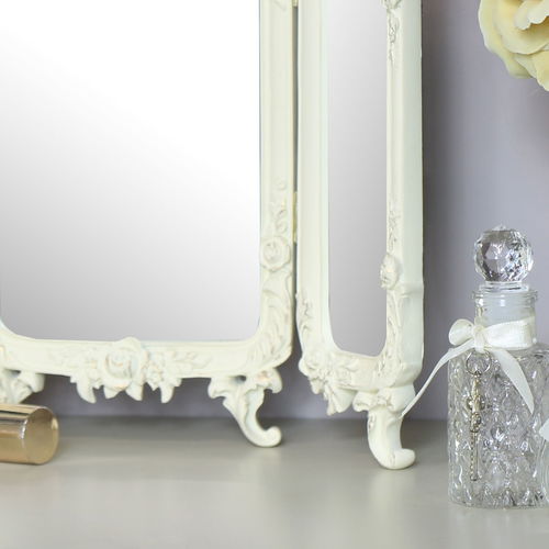 Small Ornate Rose Triple Mirror  - 38cm x 38cm