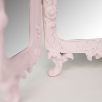 Small Pink Ornate Rose Triple Mirror - 37cm x 38cm