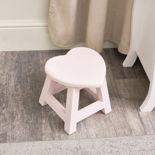 Small Pink Wooden Heart Stool