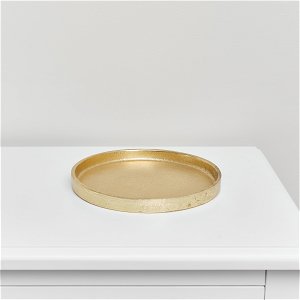 Small Round Gold Metal Tray - 20.5cm