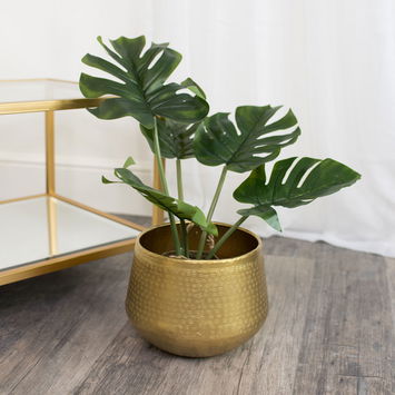 Medium Round Gold Patterned Planter