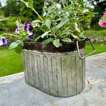 Small Rustic Metal Bucket Planter Pot