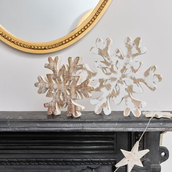 Small Rustic Wooden Snowflake Ornament - 15cm