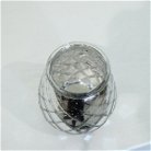 Small Silver Mottled Glass Tealight Candle Holder