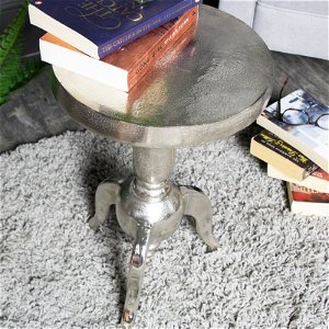 Small Silver Round Side Table