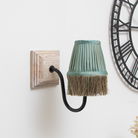 Small Teal Fringed Lamp Shade
