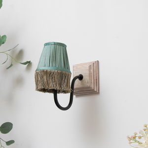 Small Teal Fringed Lamp Shade