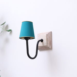 Small Teal & Gold Silk Lamp Shade