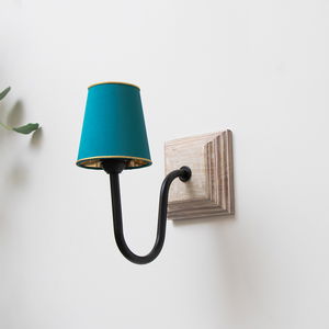Small Teal & Gold Silk Lamp Shade