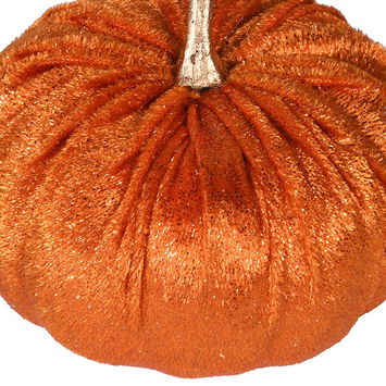 Small Velvet Orange Pumpkin Ornament