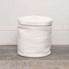 Small White Cotton Rope Lidded Storage Basket - 24cm