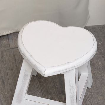 Small White Mango Wooden Heart Stool