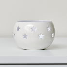 Round White Star Tealight Candle Holder - 8cm