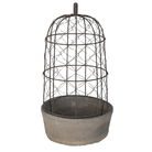 Small Wire and Dome Black Stone Planter Pot/Bird Cage - 46cm