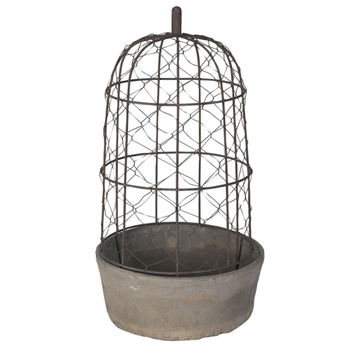 Small Wire and Dome Black Stone Planter Pot/Bird Cage - 46cm