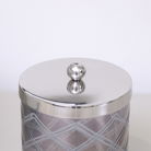 Smoked Patterned Glass Bathroom Canister with Silver Chrome Lid
