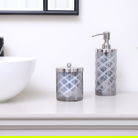 Smoked Patterned Glass Bathroom Canister with Silver Chrome Lid