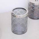 Smoked Patterned Glass Bathroom Tumbler with Silver Rim