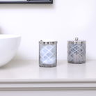 Smoked Patterned Glass Bathroom Tumbler with Silver Rim