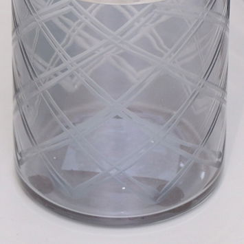 Smoked Patterned Glass Bathroom Tumbler with Silver Rim
