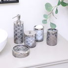 Smoked Patterned Glass Soap Dish with Silver Chrome Rim