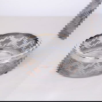 Smoked Patterned Glass Soap Dish with Silver Chrome Rim