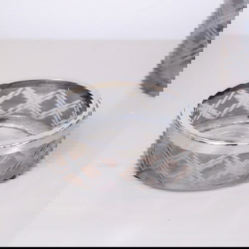 Smoked Patterned Glass Soap Dish with Silver Chrome Rim   