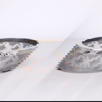 Smoked Patterned Glass Soap Dish with Silver Chrome Rim